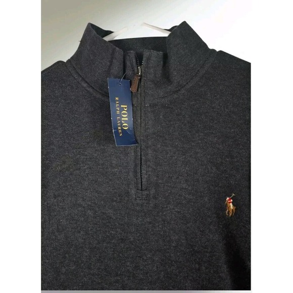 Polo‎ Ralph Lauren Estate Rib 1/4 Zip Dark Grey Sweater Men's Size XL New - Picture 3 of 5